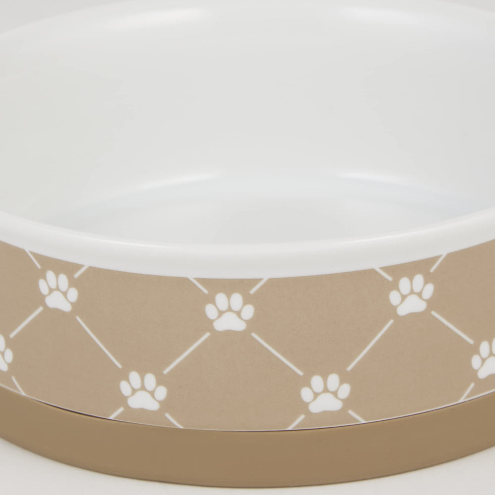 Bone Dry Trellis Paw Print bowls, side profile, lattice design for stylish dining.