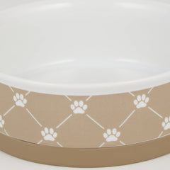 Bone Dry Trellis Paw Print bowls, side profile, lattice design for stylish dining.