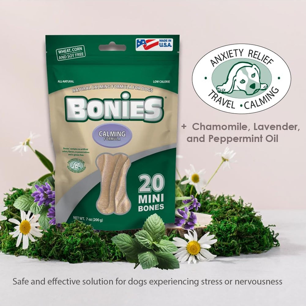 Bonies calming bone chamomile-lavender treat image communicates consistent calm support.