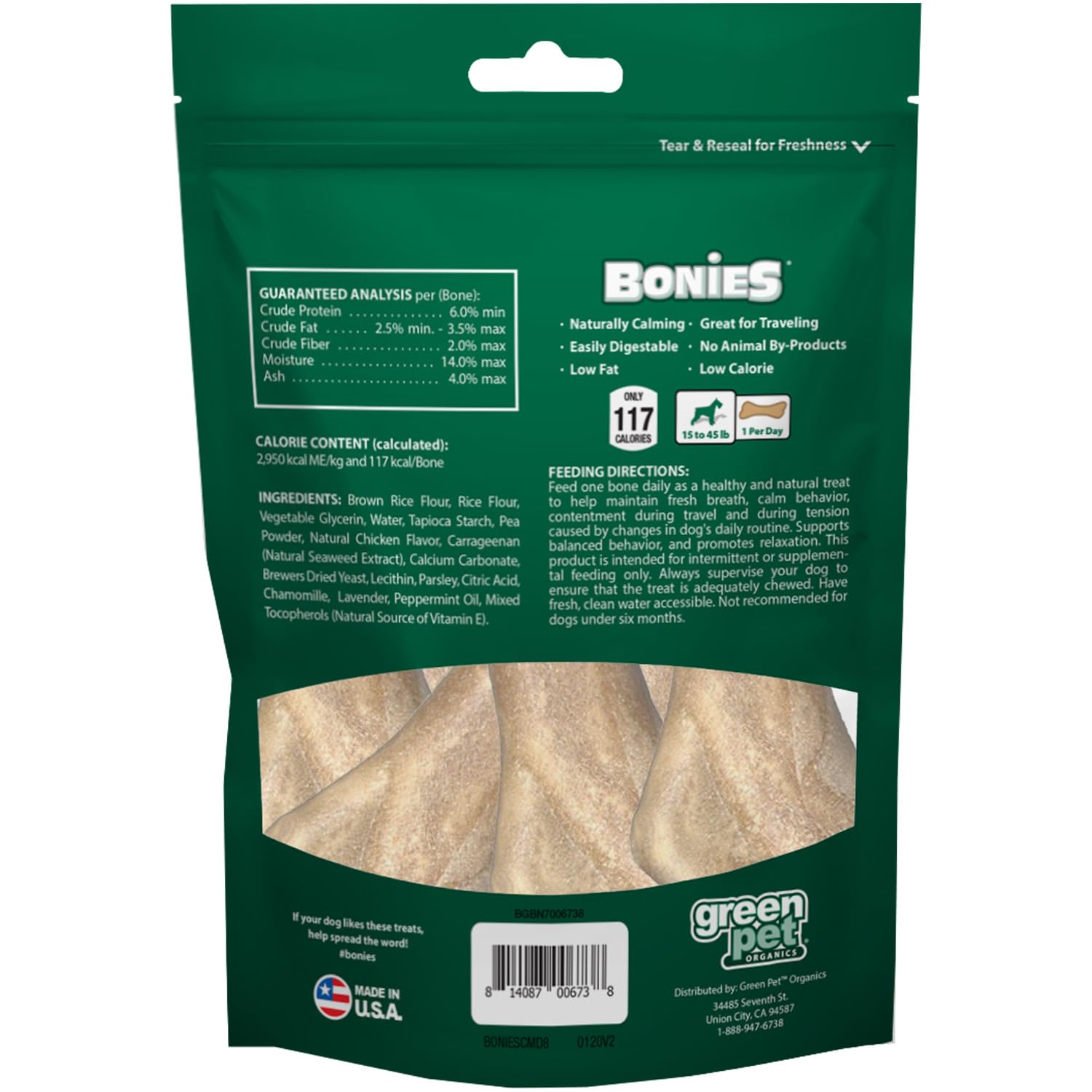 Bonies calming bone chamomile-lavender storm-use context hints at anxiety-friendly option.