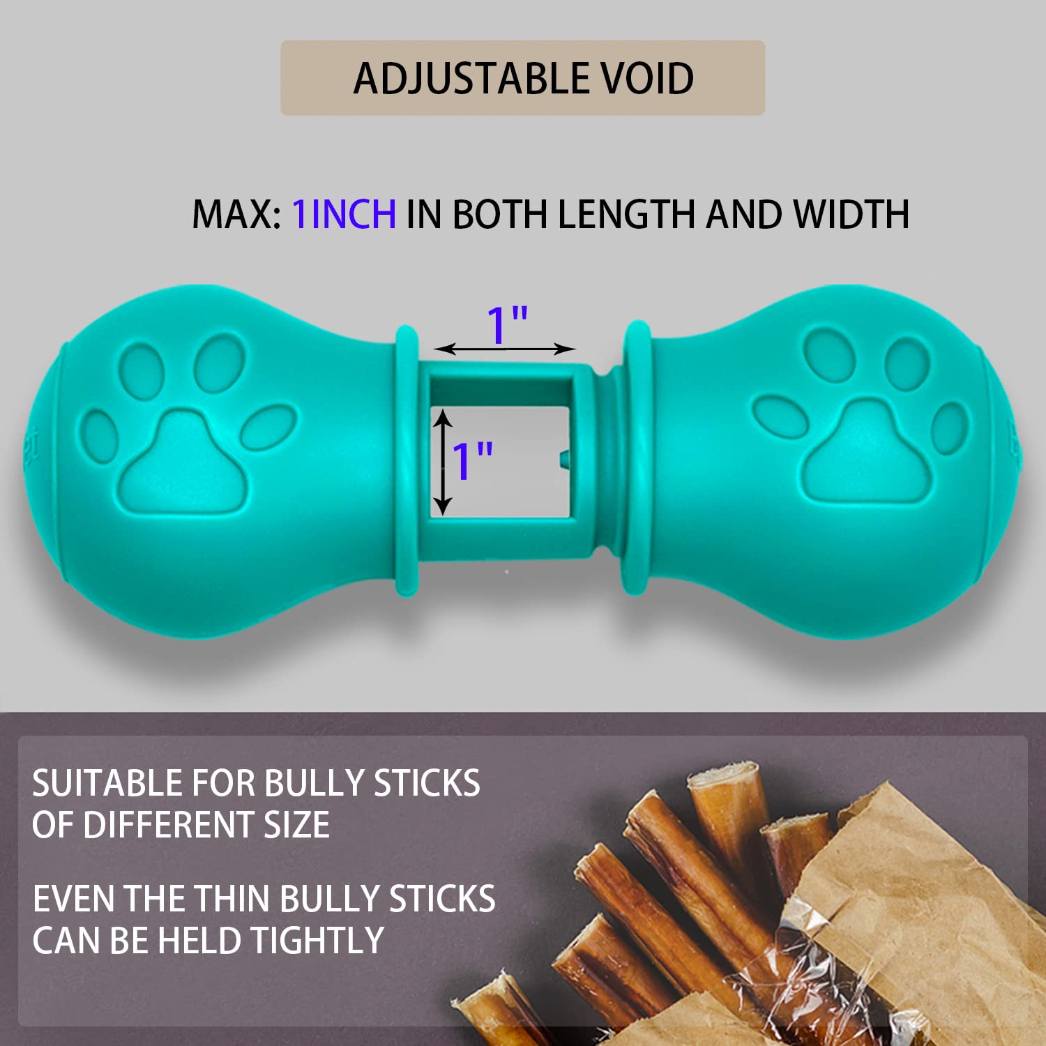 BoniVet Bully Stick Holder closeup shows twist-balls adjustment for precise sizing.