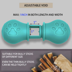 BoniVet Bully Stick Holder closeup shows twist-balls adjustment for precise sizing.