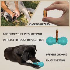 BoniVet Bully Stick Holder on dog chew session demonstrates secure grip and controlled chews.