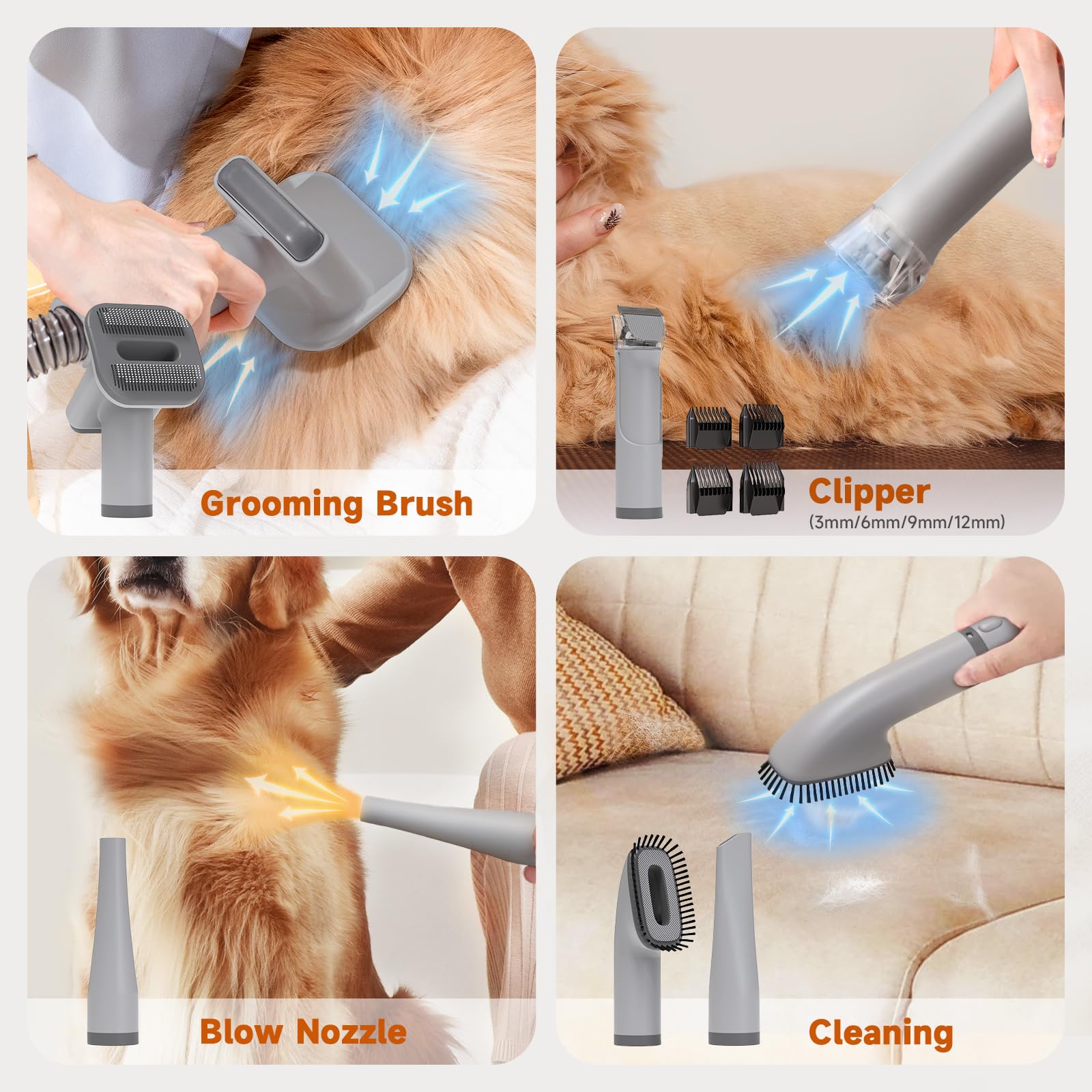 BONJELA quiet operation under 60dB helps keep pets calm during grooming.