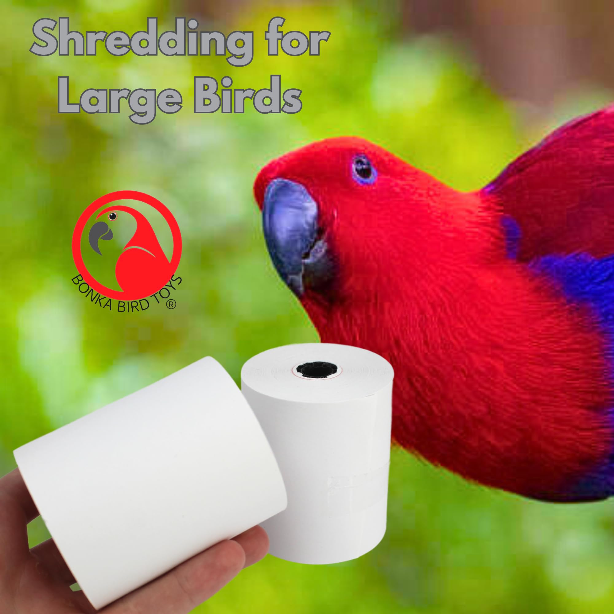 Bonka Bird Toys bird in action shredding fosters instinctual activity.