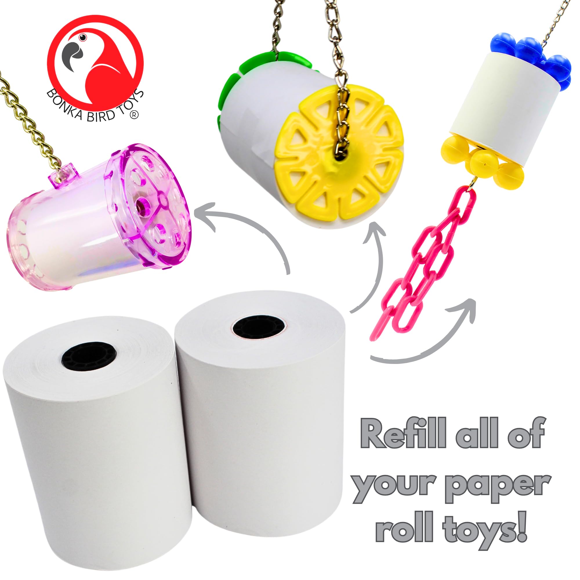 Bonka Bird Toys foraging paper strips provide enrichment and natural exploration.