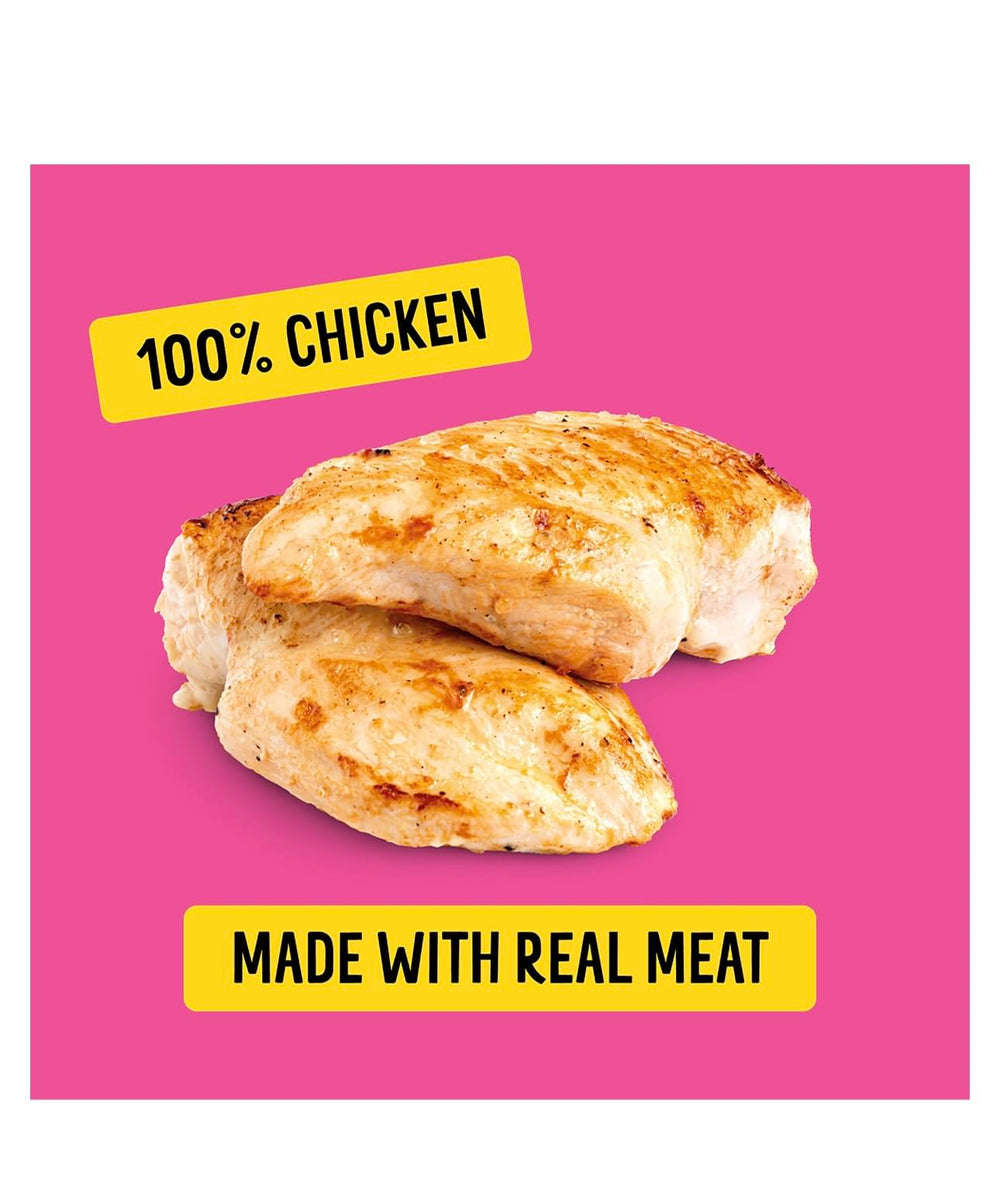 Bonkers Purr Pops freeze-dried chicken detail showing premium ingredients and crisp texture.