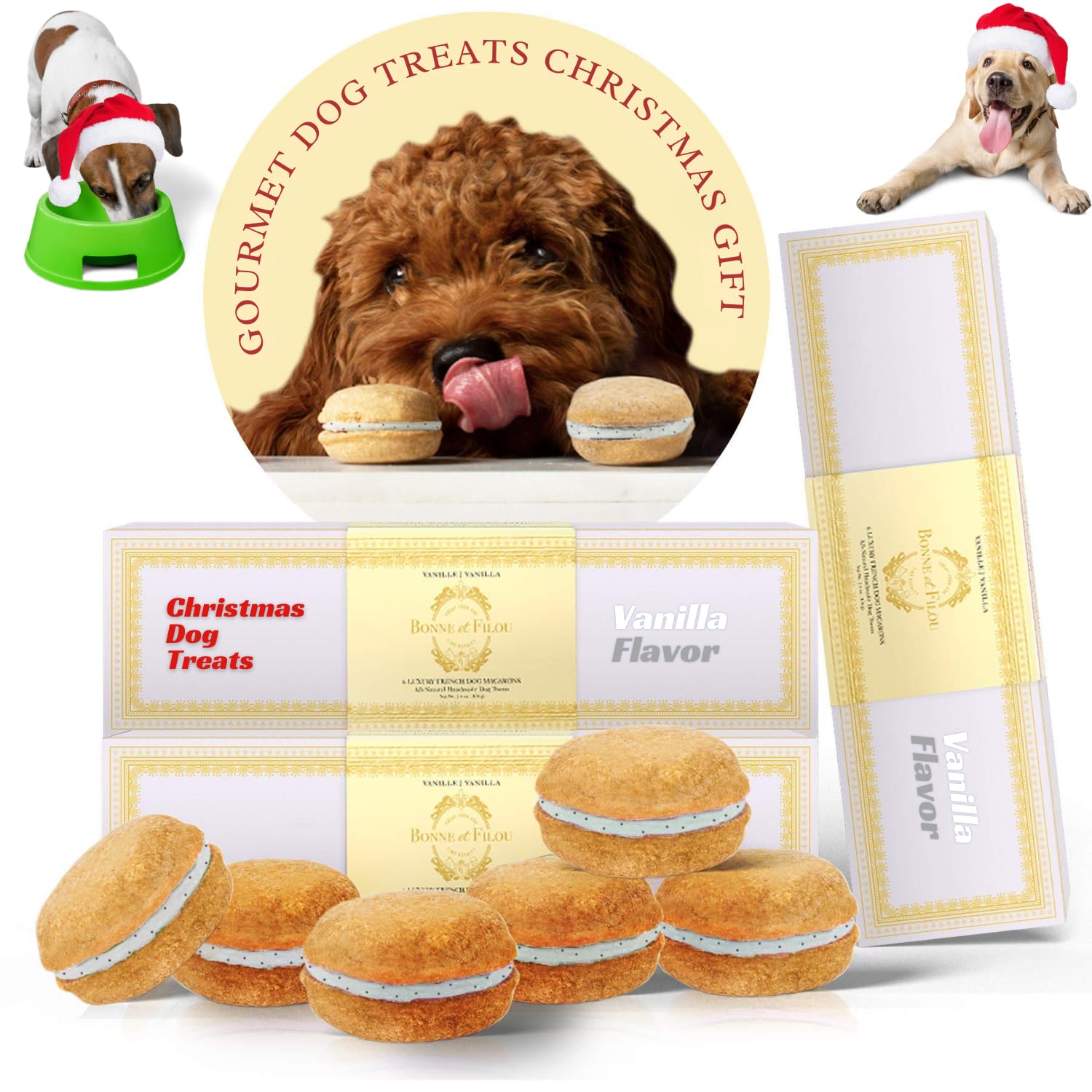 Bonne et Filou Christmas dog treats vanilla cupcakes pack for celebrations