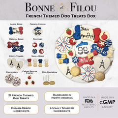 Bonne et Filou dog macarons and truffles close-up for premium treat moments.