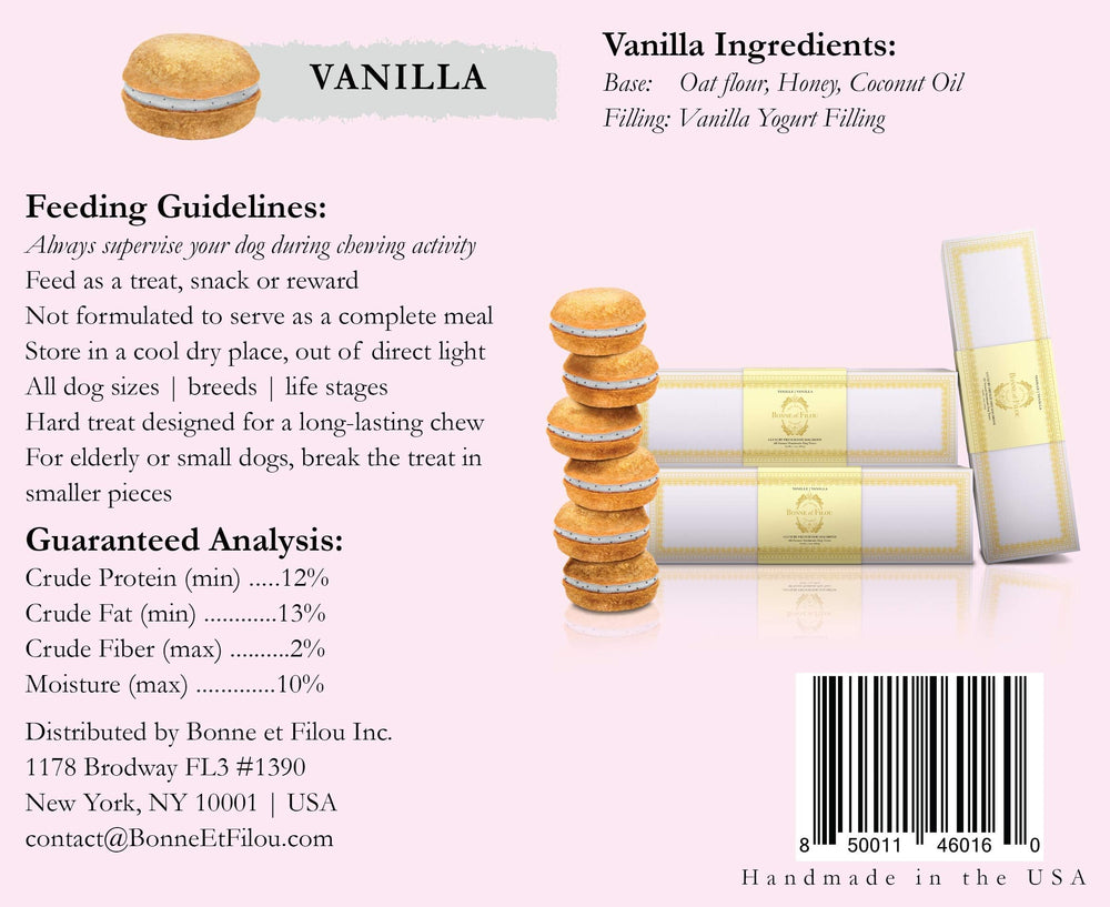 Bonne et Filou gourmet dog macarons vanilla cupcakes 18-count box for celebrations