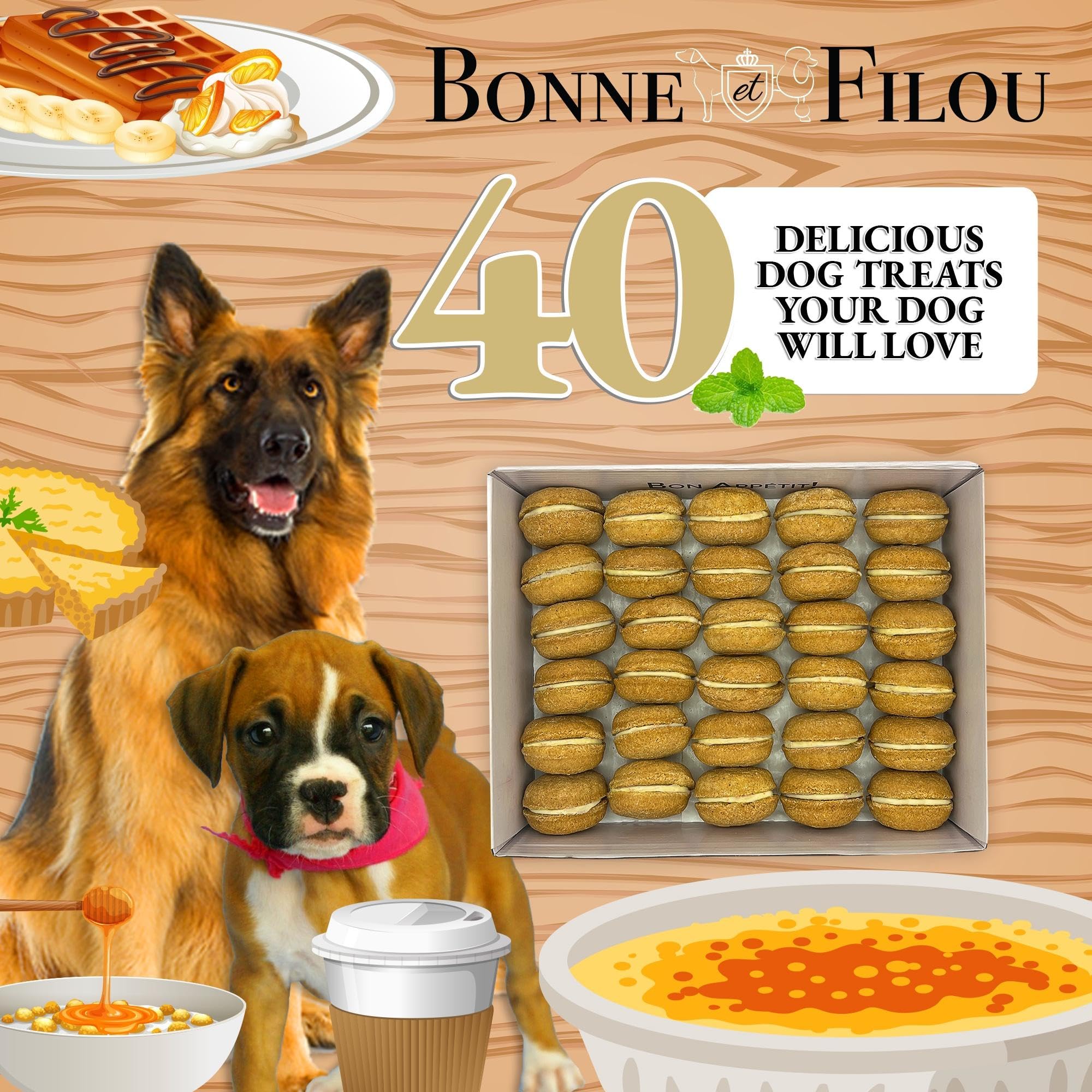 Bonne et Filou gourmet dog treats pieces — easy portioning for all sizes.