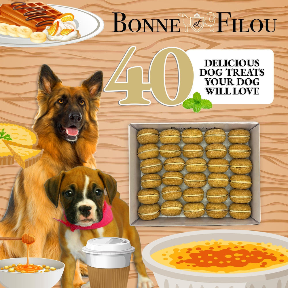Bonne et Filou gourmet dog treats pieces — easy portioning for all sizes.