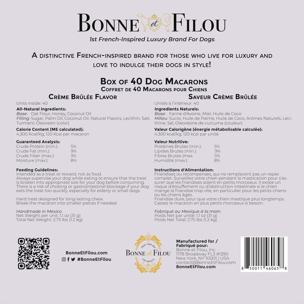 Bonne et Filou humane-grade ingredients label — transparent nutrition for discerning owners.