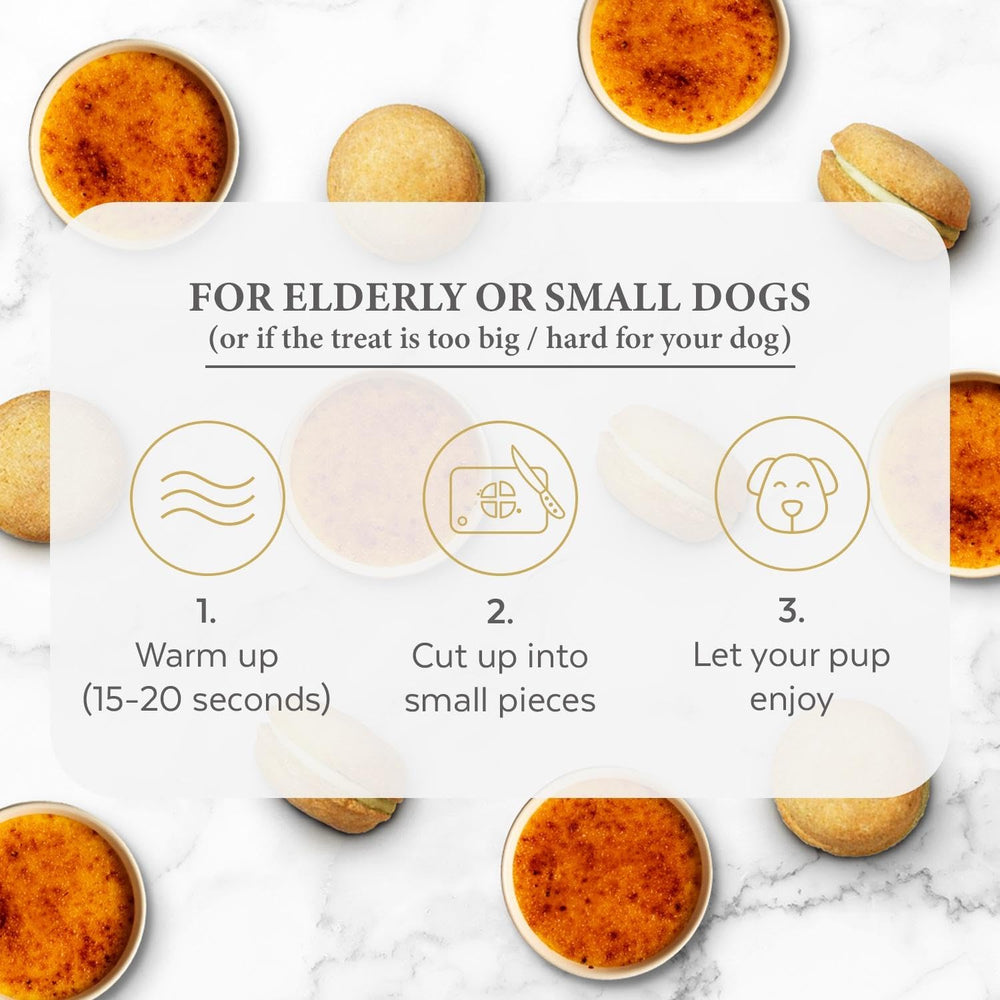 Bonne et Filou rose macarons gift wrap — premium treat presentation for dogs.