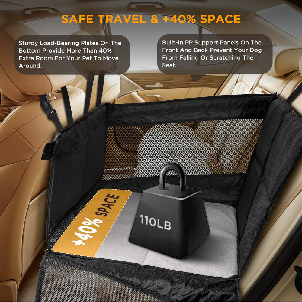 BONTHEE back seat extender-100-lb-capacity supports larger dogs with reinforced stitching.