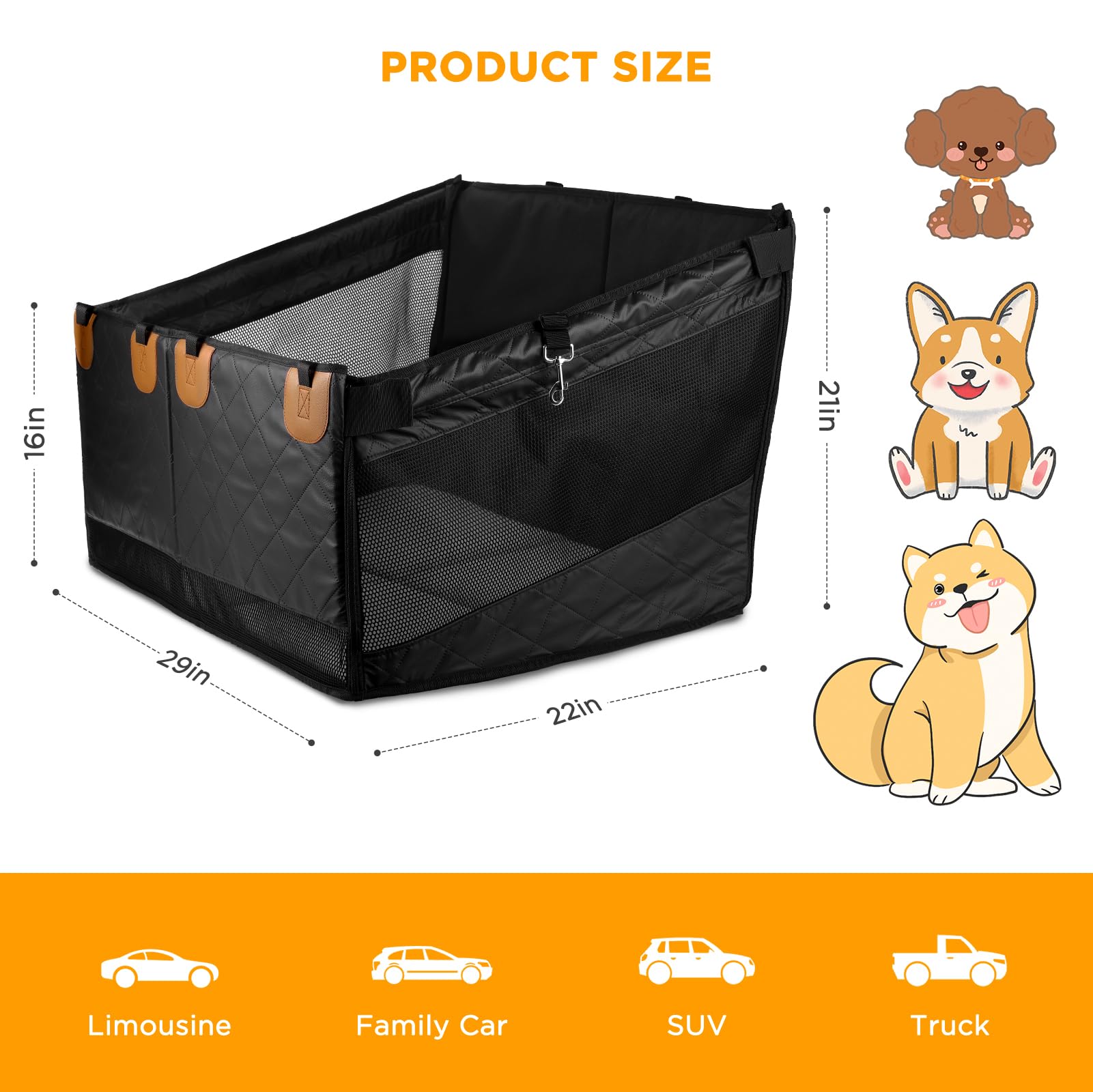 BONTHEE back seat extender-airflow-mesh-windows improve ventilation for a comfortable trip.