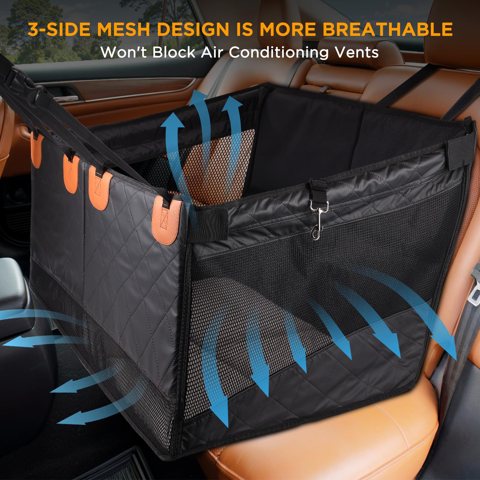 BONTHEE back seat extender side-pockets help organize toys and leashes on the go.