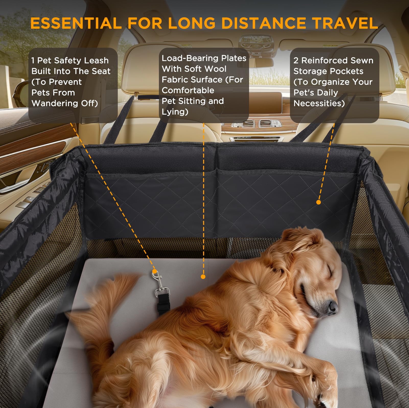 BONTHEE back seat extender universal-fit adapts to most cars and SUVs for flexible use.