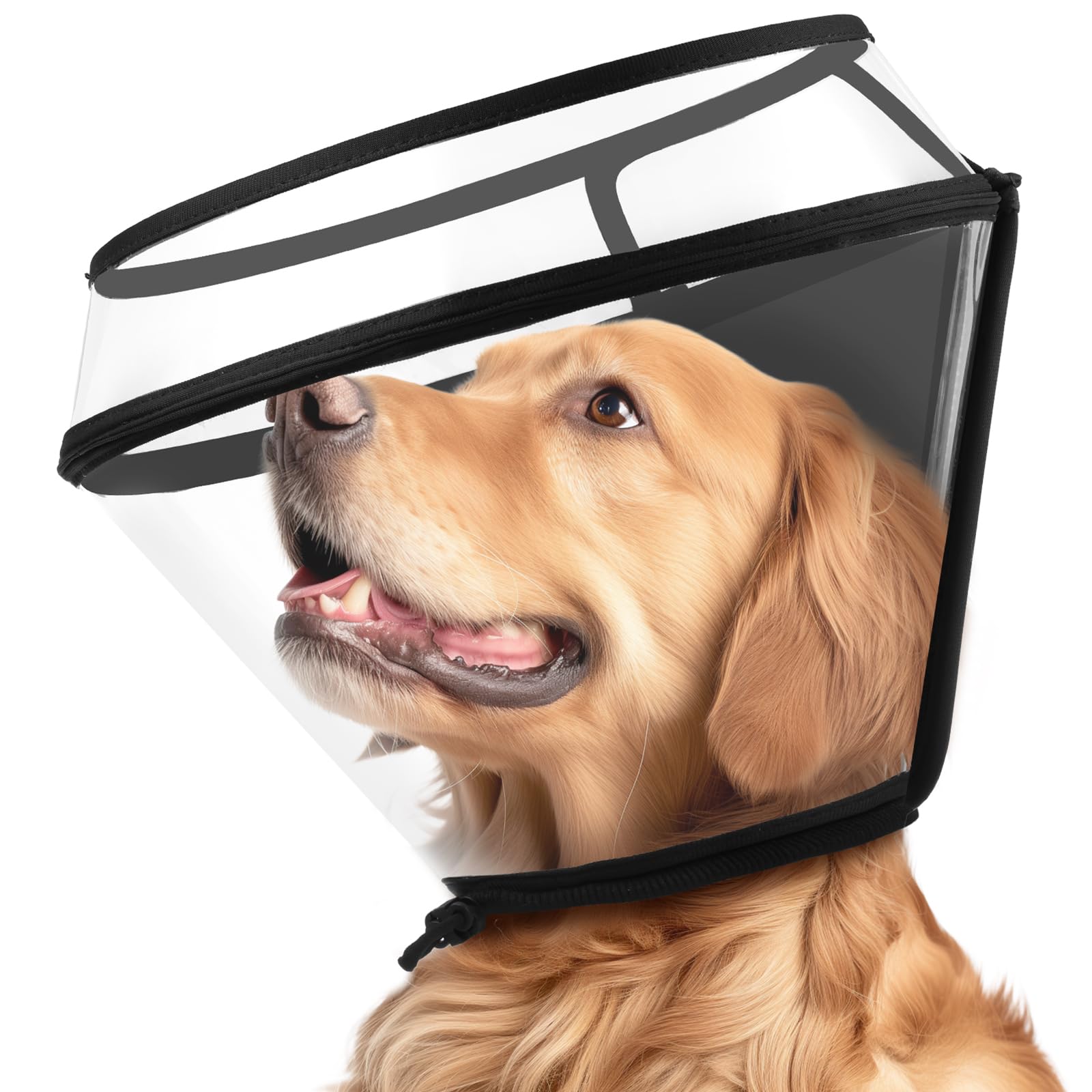 Bonthee dog cone foldable-design offers two-depth adjustments for meals and rest.