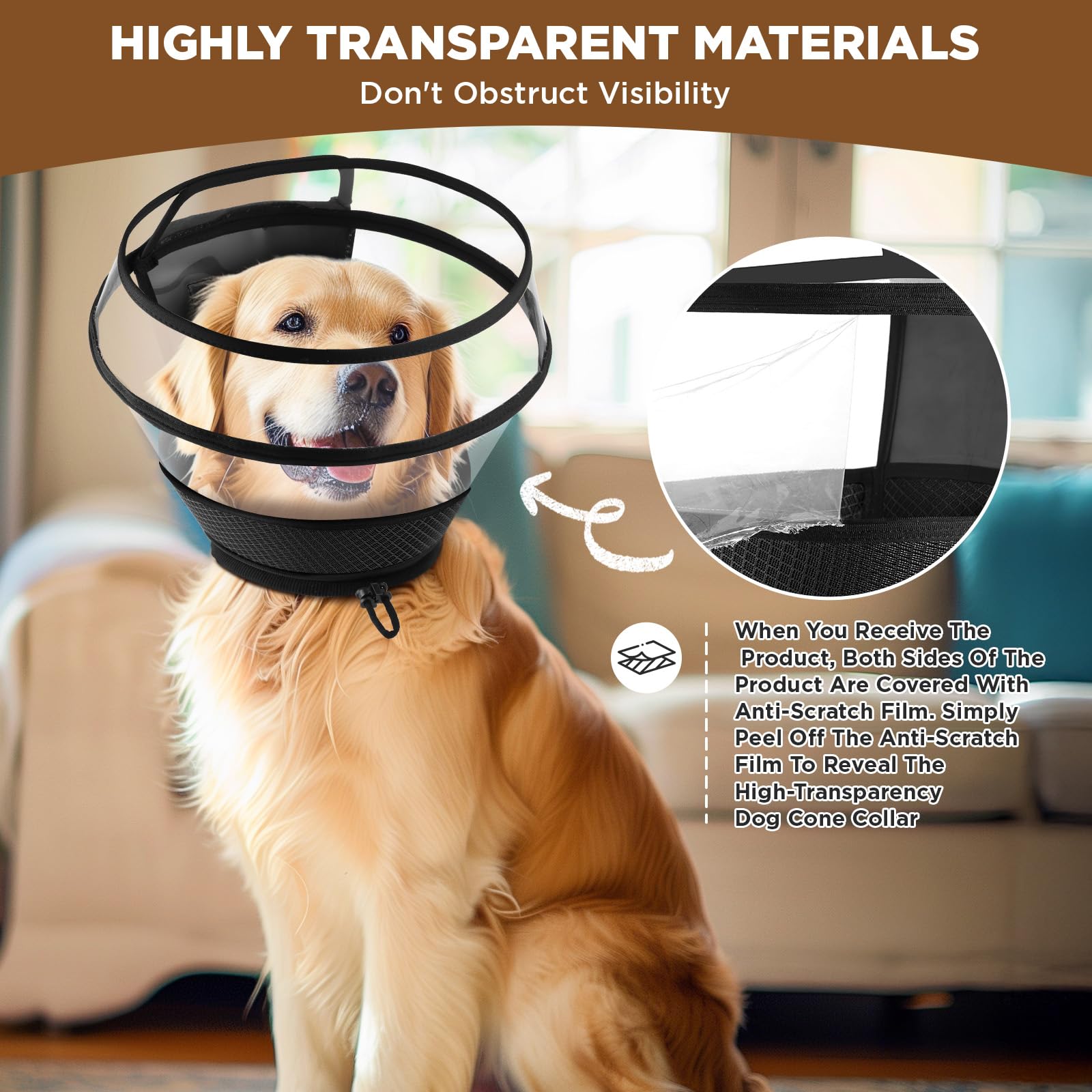 BONTHEE dog cone waterproof surface makes cleanup quick after wear.