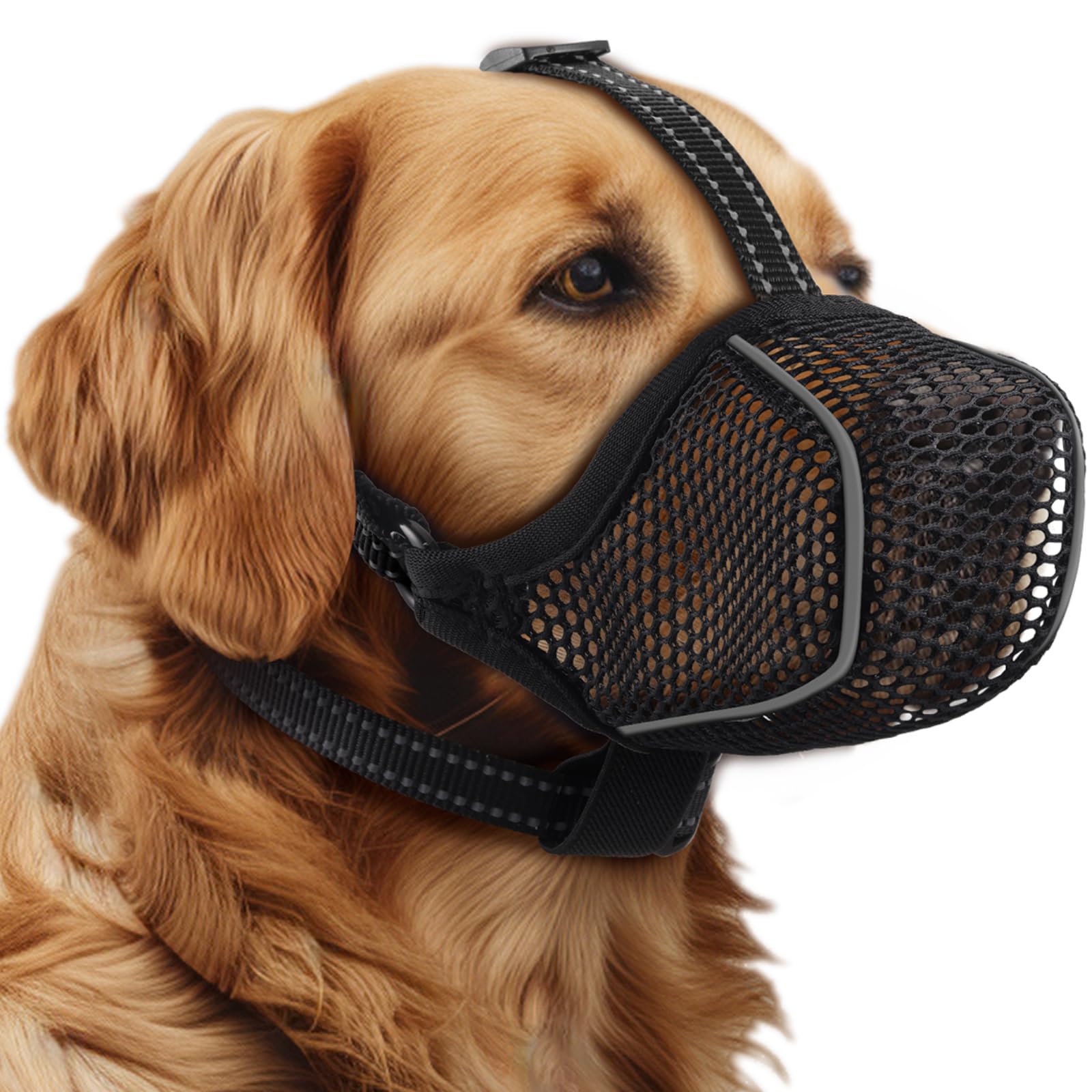 BONTHEE dog muzzle with soft mesh for breathable comfort during walks.