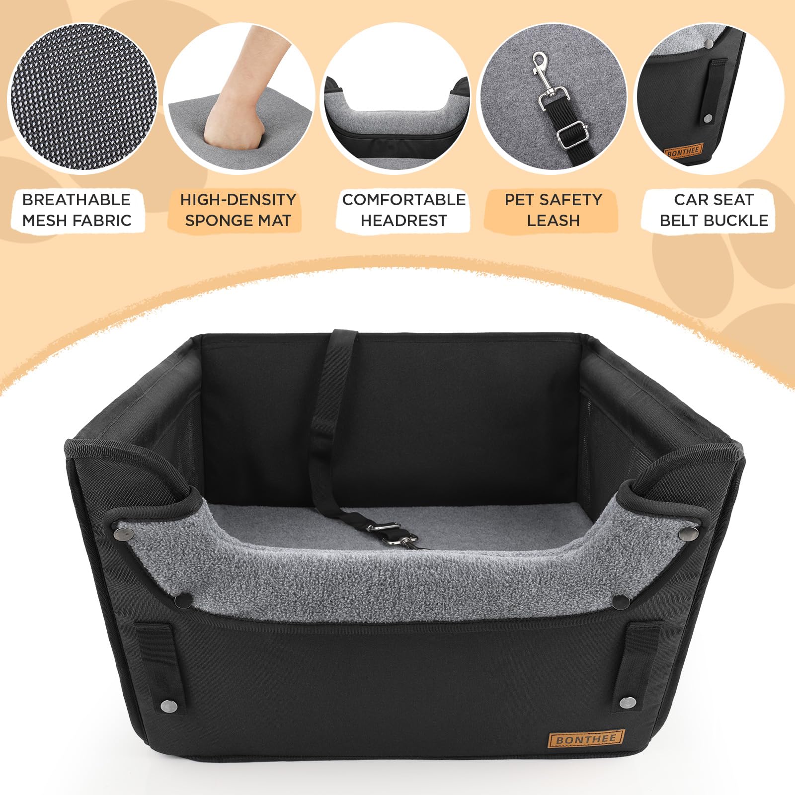 BONTHEE booster seat dimensions help ensure a secure fit for small to medium pets.
