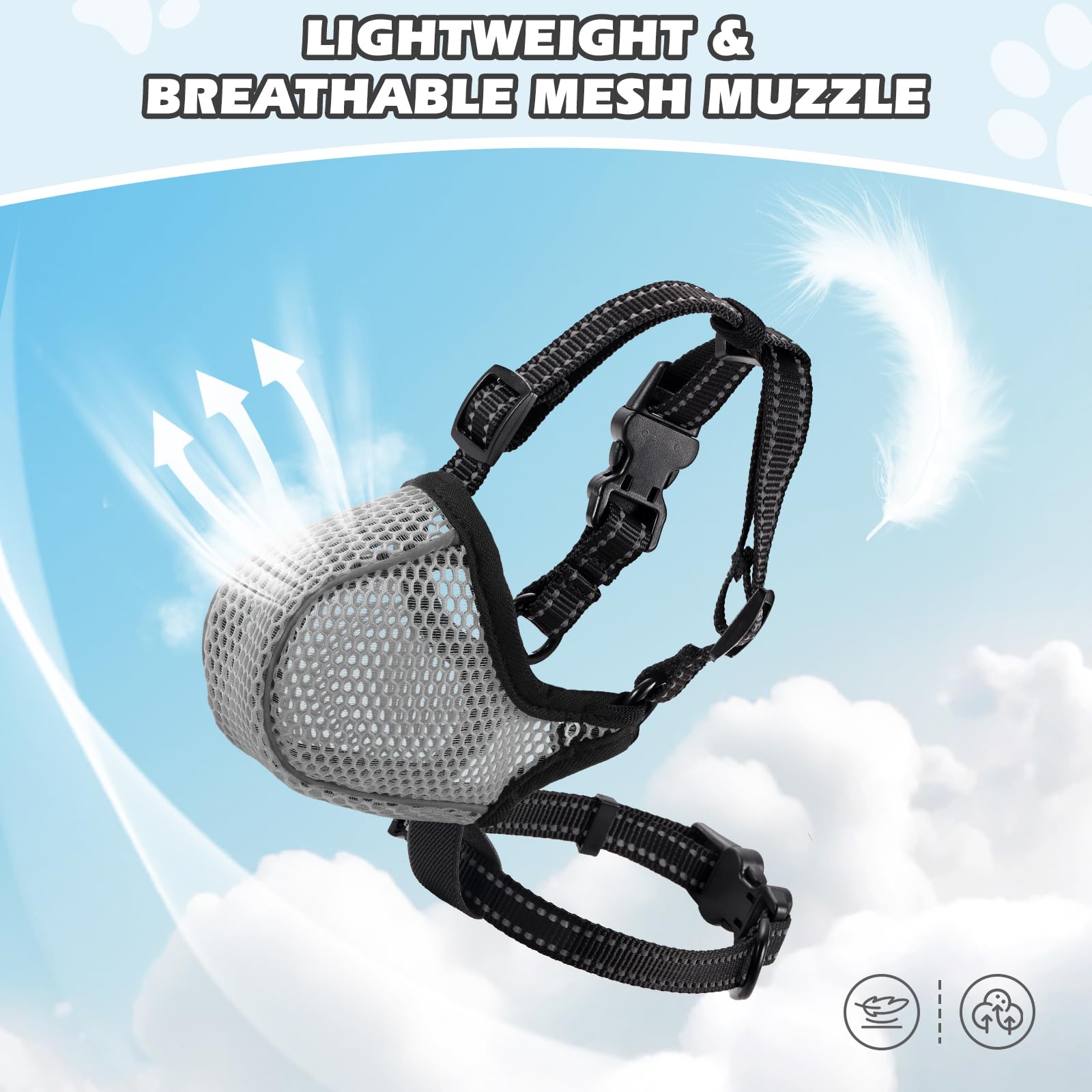BONTHEE muzzle with reflective edges for safer night walks.