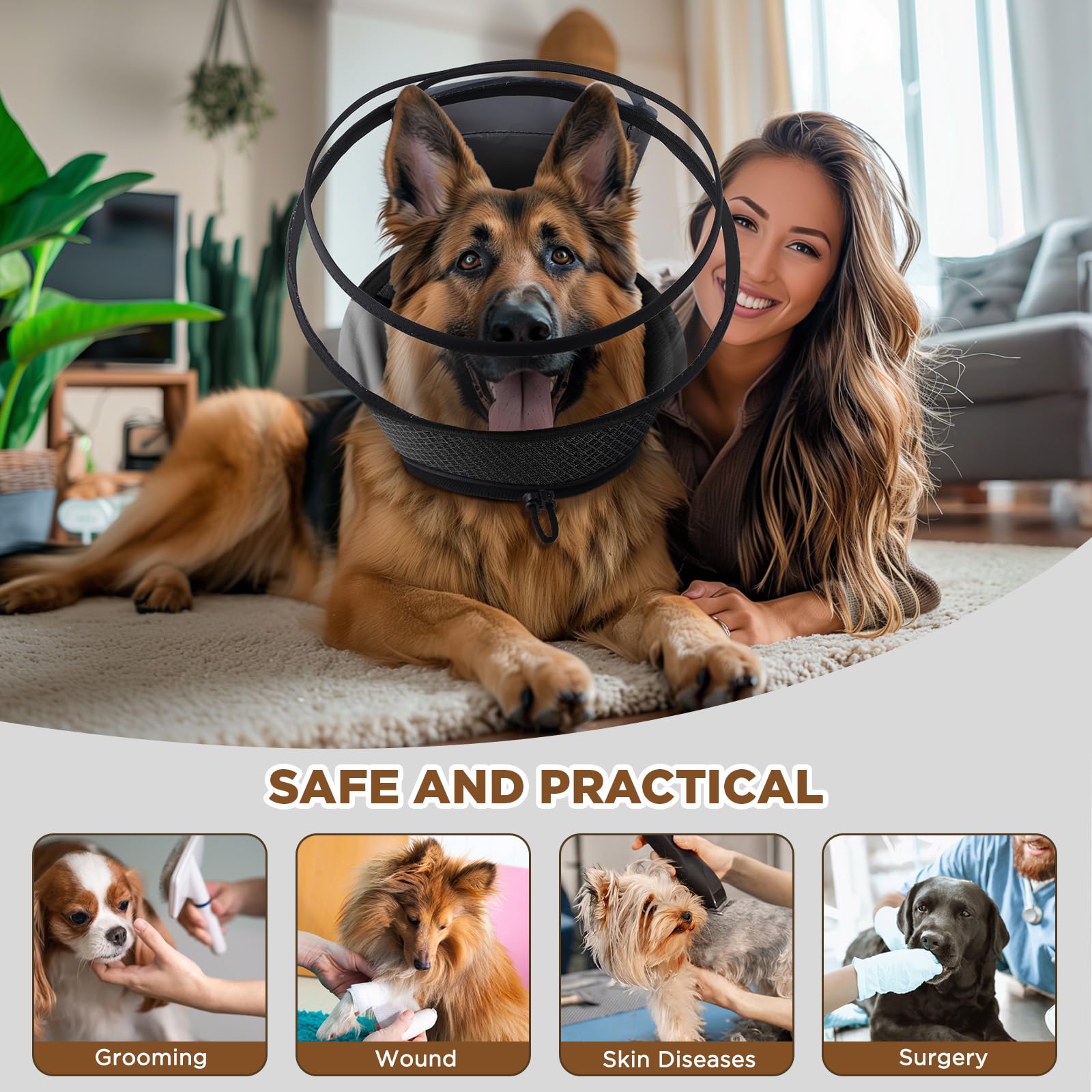 Bonthee soft dog cone size-guide helps pick the right fit for small to XXL dogs.