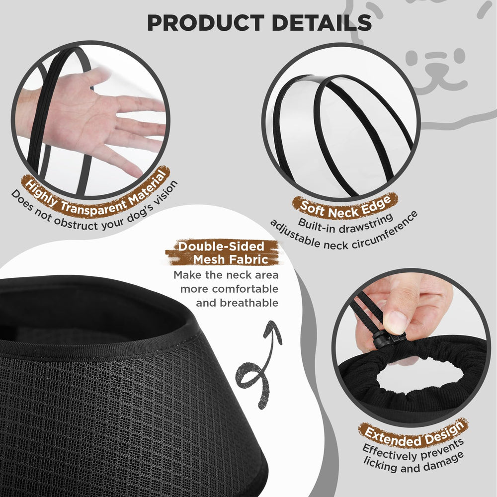 BONTHEE transparent dog cone folded-depth design enables easy feeding and drinking.