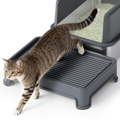 Booche cat ramp litter-box side view highlights elevated access for small or senior cats.