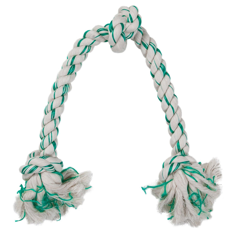 Booda Fresh N Floss 3-Knot Tug Rope Dog Toy with mint floss for dental play and breath-freshening fun