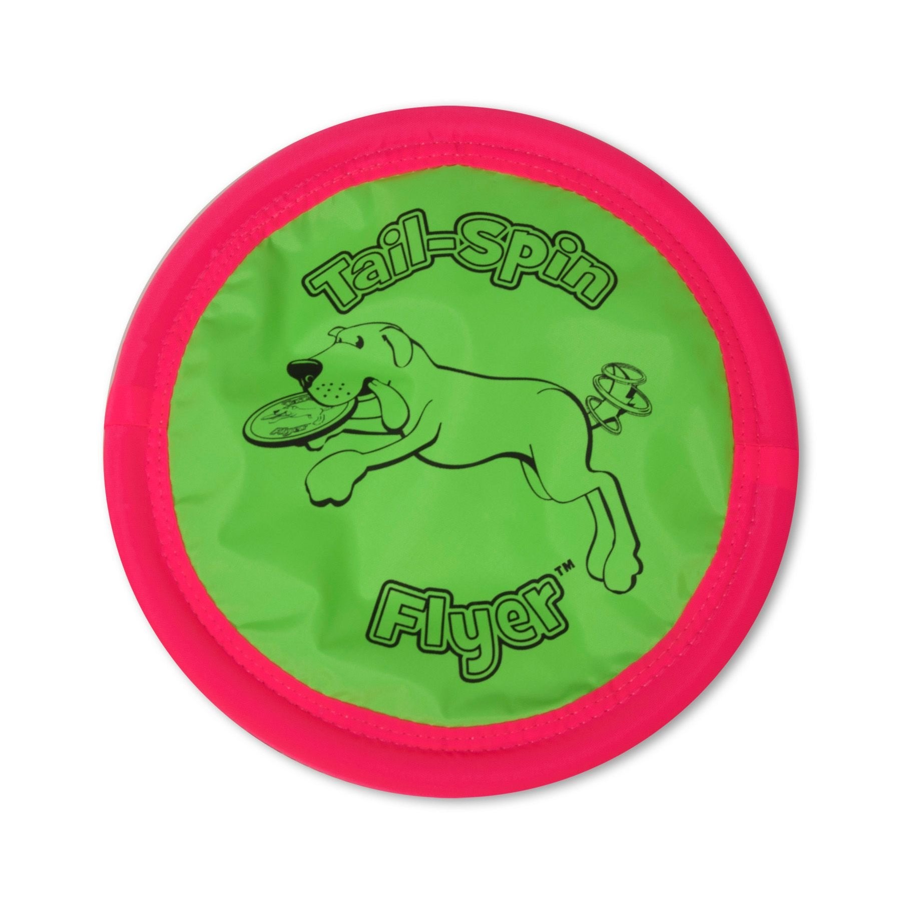 Booda Tail-Spin Flyer 12-inch in flight, soft fabric for gentle catches and long-lasting outdoor play.