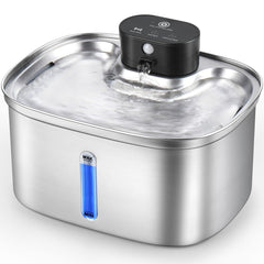 BOORCA 5L water fountain front view shows cordless design for flexible pet hydration.