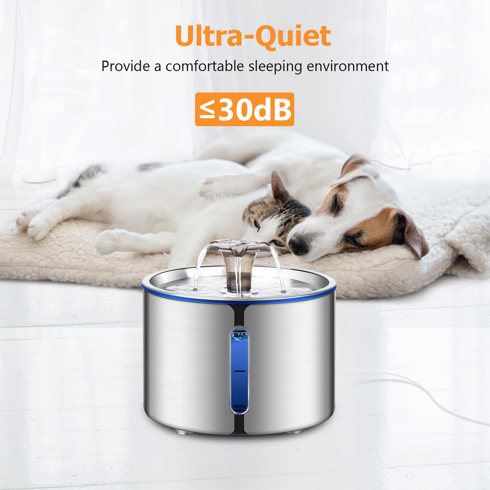 BOORCA cat fountain multi-layer filtration removes hair and odors for clean water