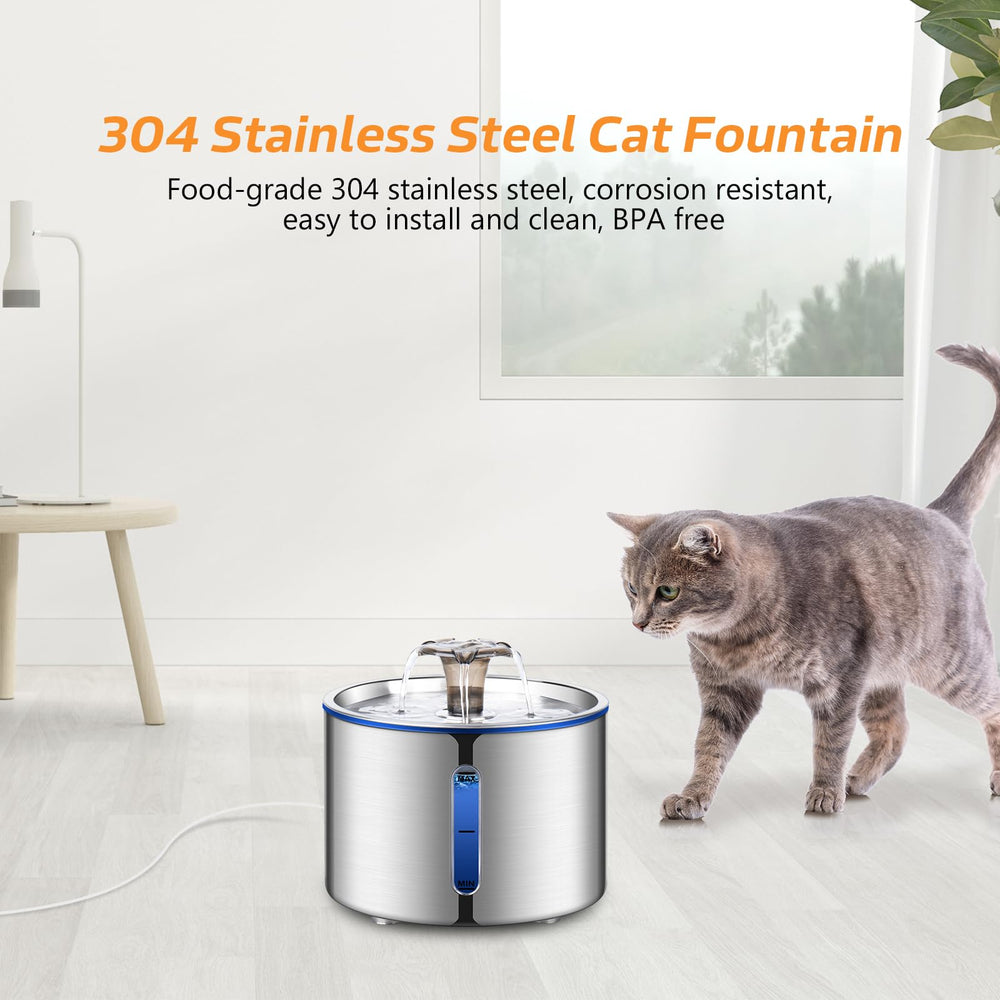 BOORCA cat fountain stainless steel shell offers durability and easy cleaning
