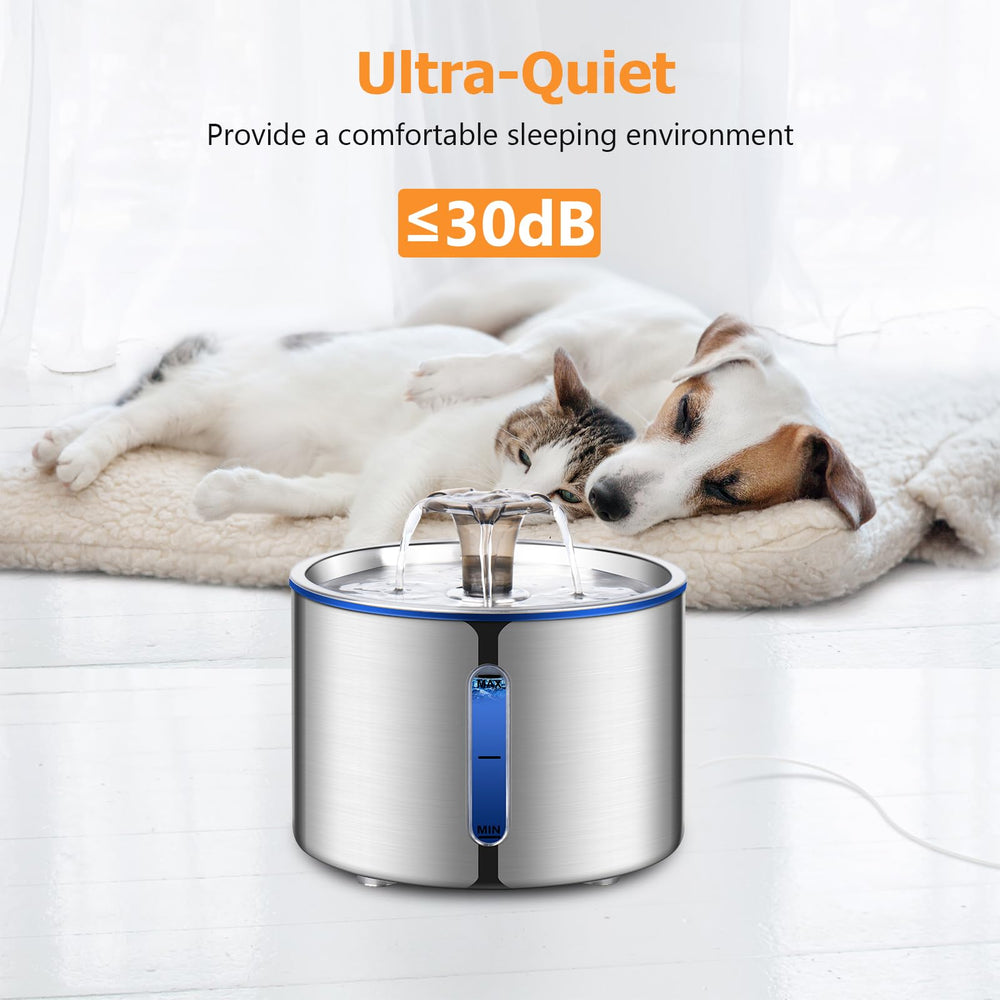 BOORCA cat fountain has an ultra quiet pump that runs under 30 dB for peaceful homes.