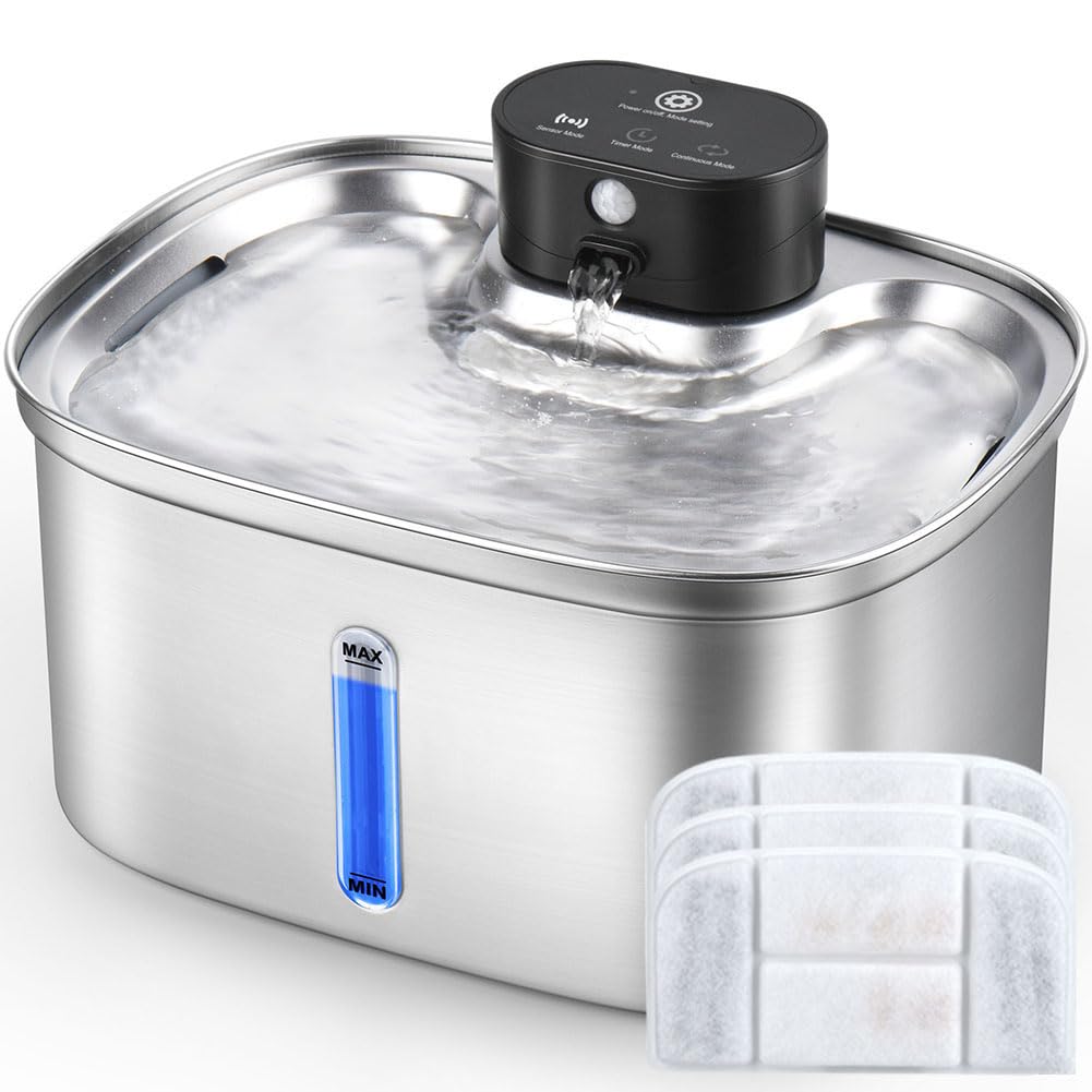 BOORCA wireless cat water fountain front view for cordless hydration and placement flexibility