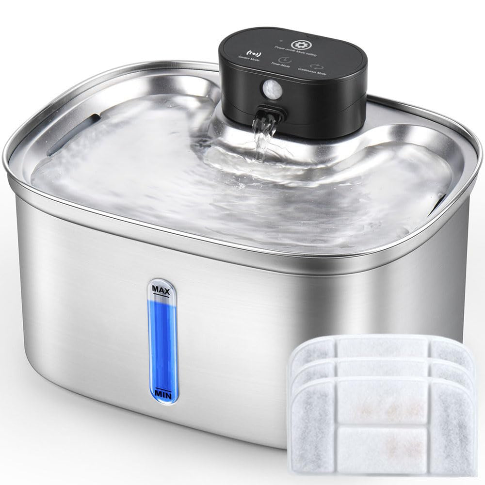 BOORCA wireless cat water fountain front view for cordless hydration and placement flexibility