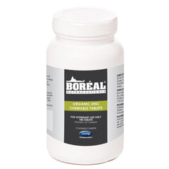 Boreal Nutraceuticals Zinpro Organic Zinc chewable tablet bottle front promotes daily pet wellness