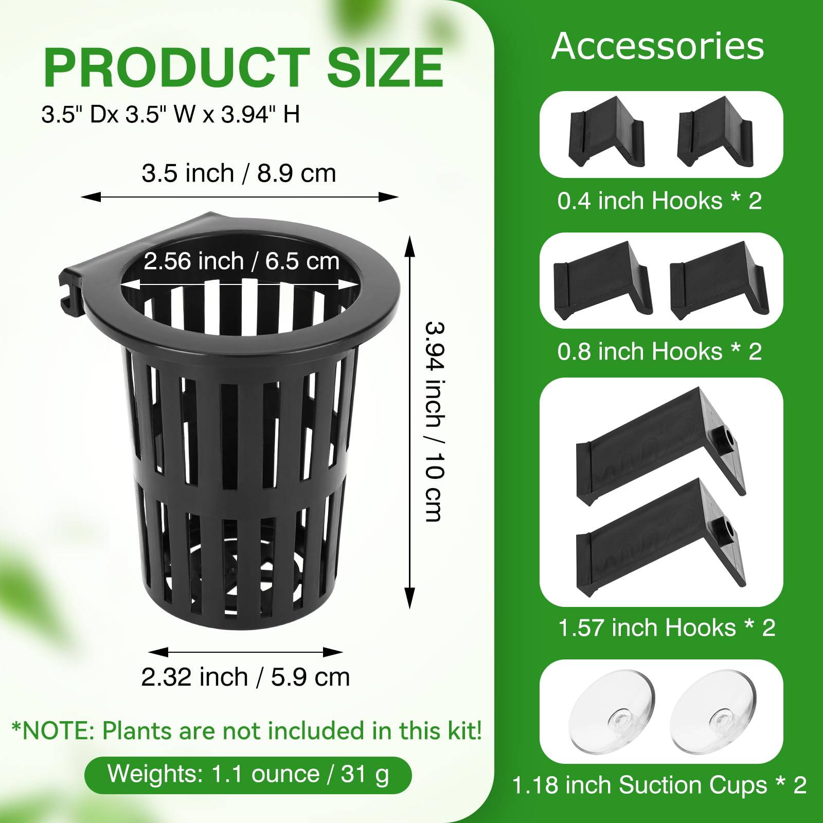 Borlech three-hook-size setup supports multiple plant sizes in tanks.