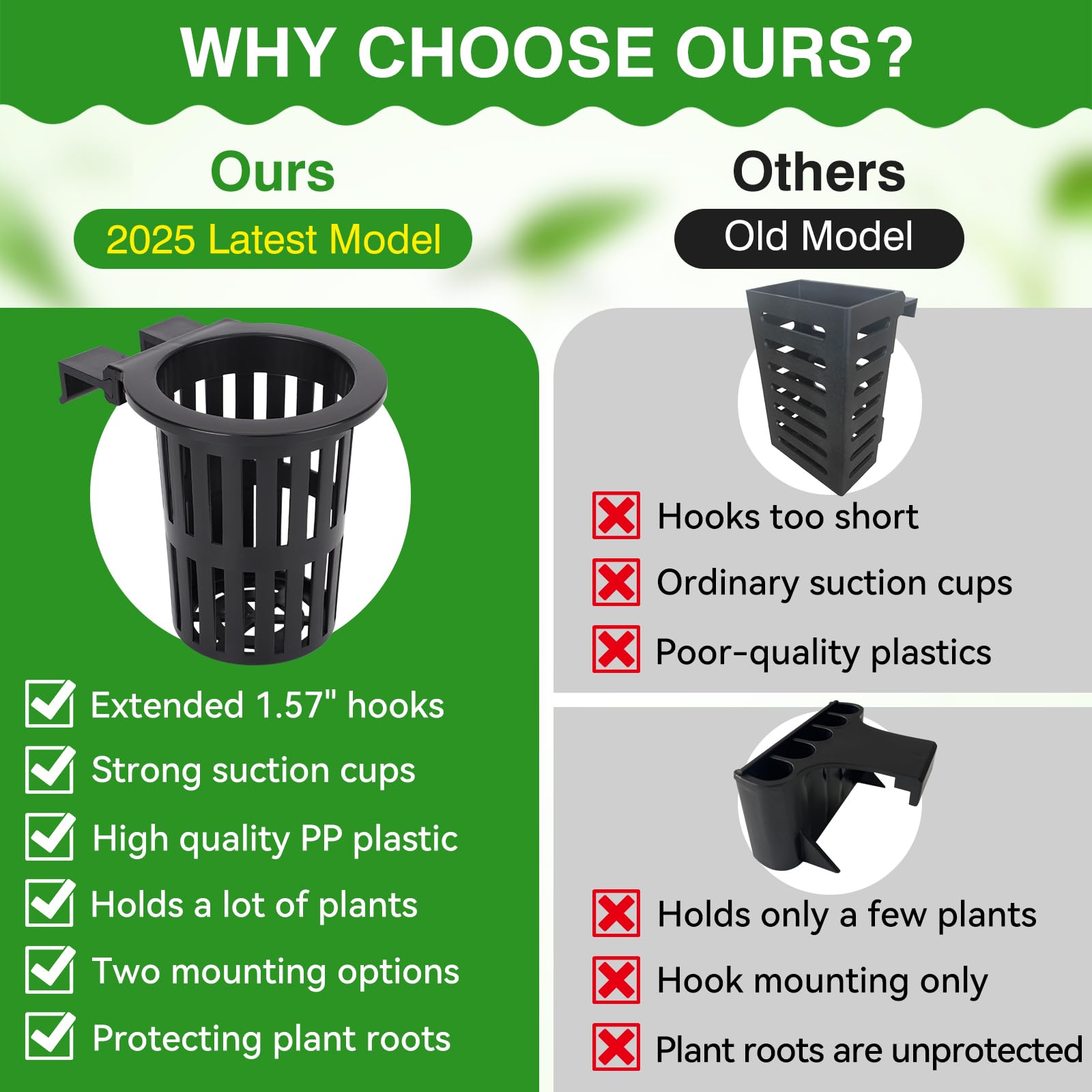 Borlech edge-mounted plant holder keeps aquarium tidy and organized.
