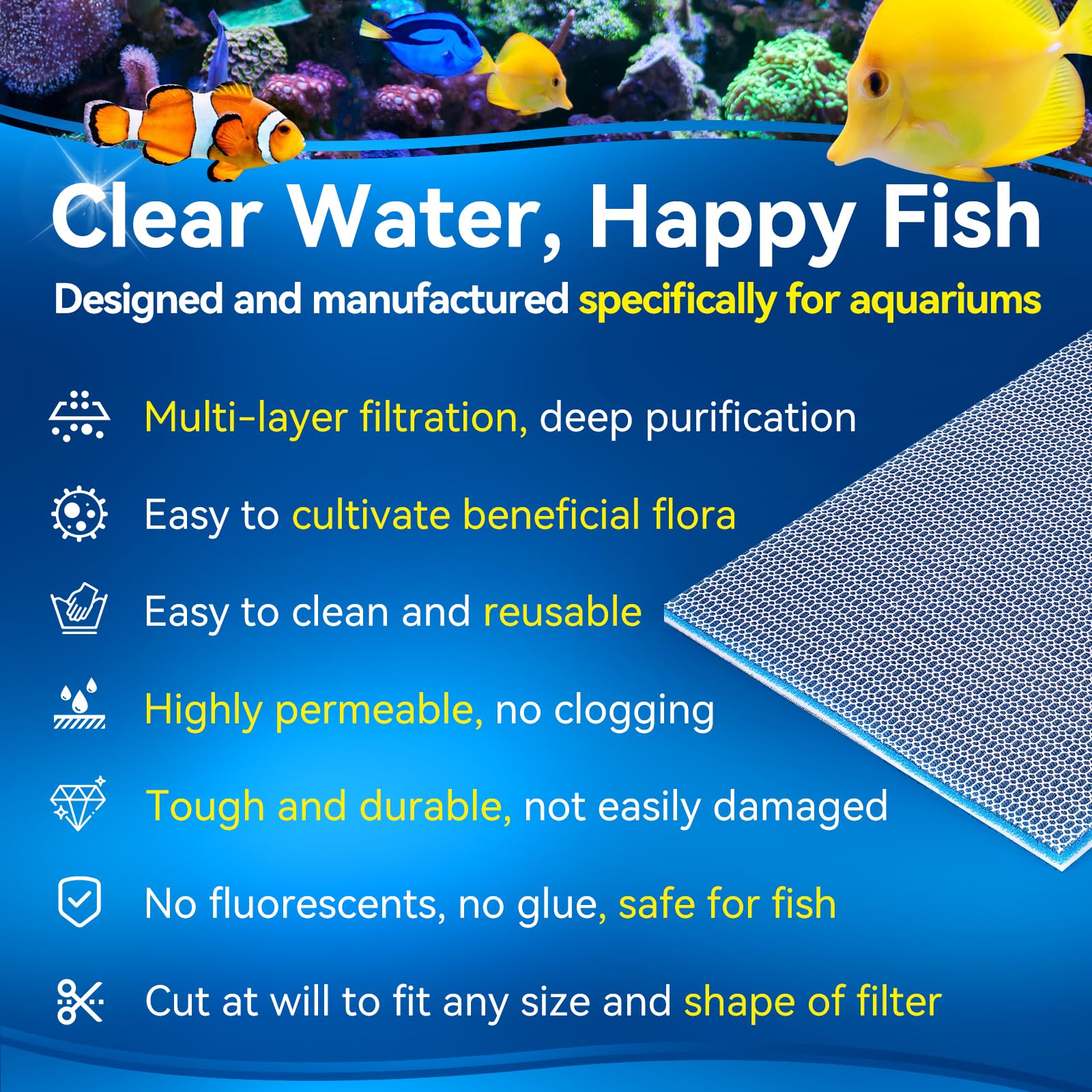 Borlech multilayer foam filter pad assembly showing deep filtration and easy maintenance