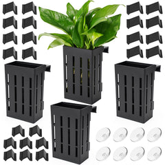 Borlech upgraded aquarium plant holder front view shows hooks and suction for stable mounting.