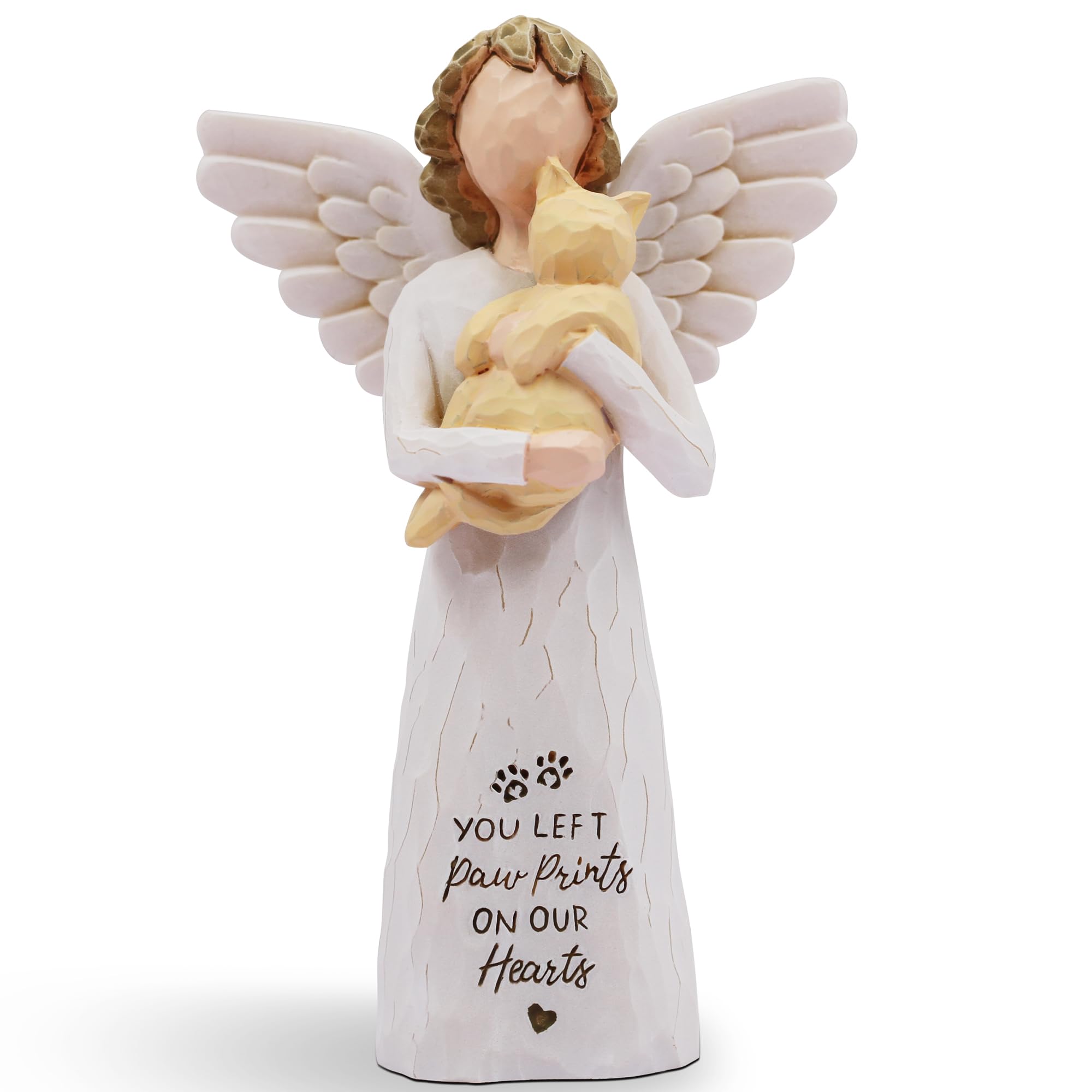 BORLESTA angel cat figurine in yellow, heartfelt memorial keepsake