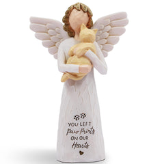 BORLESTA angel cat figurine in yellow, heartfelt memorial keepsake