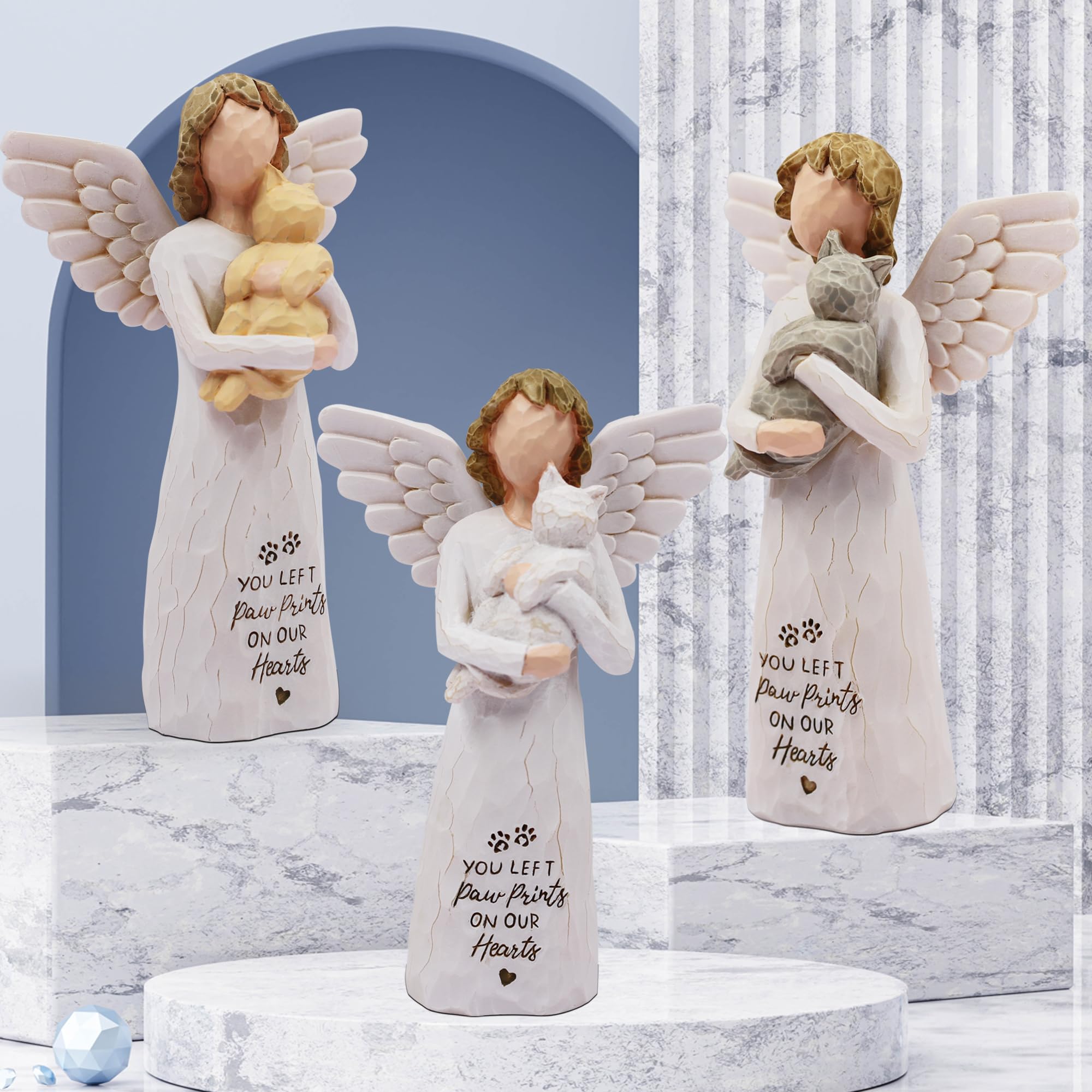 BORLESTA Cat memorial angel wings white — display-worthy remembrance for cat lovers
