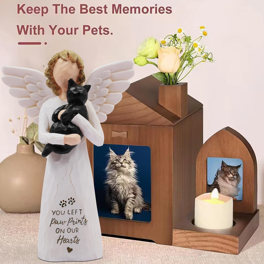 BORLESTA resin cat memorial sculpture durable keepsake for pet memories.