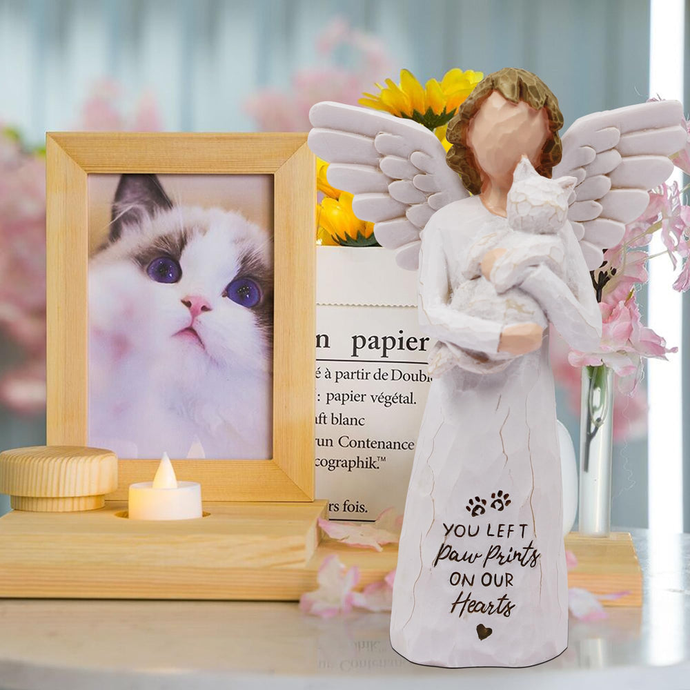 BORLESTA remembrance angel-cat in arms — sentimental decor for comfort after loss