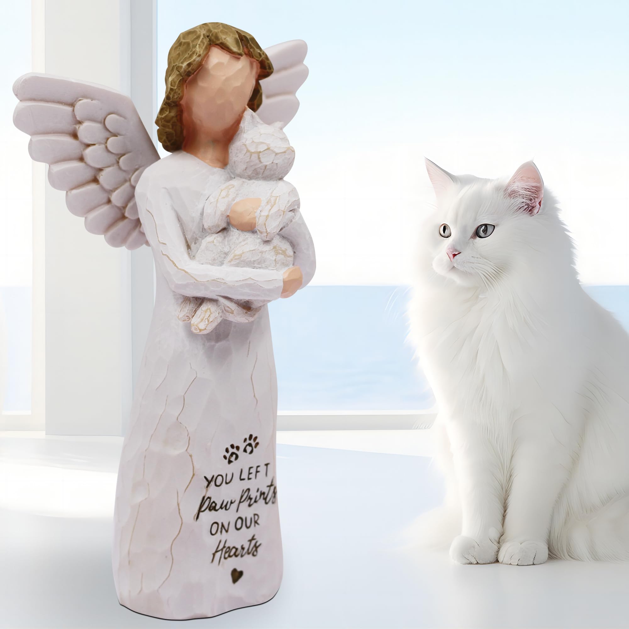 BORLESTA Cat sculpture with wings — elegant memorial decor for difficult days