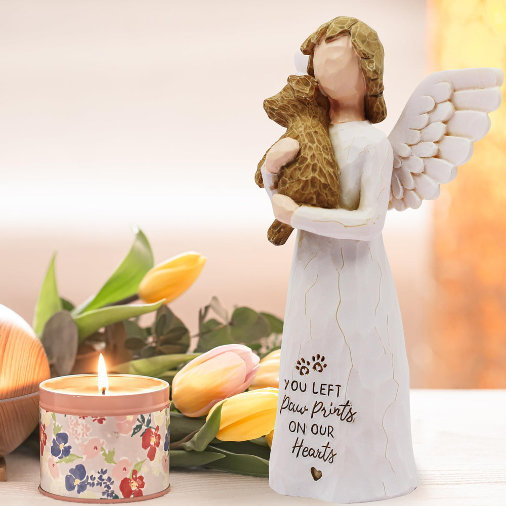 BORLESTA dog memorial angel figurine 5-1-inch-height serves as a compact memorial on any surface